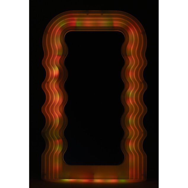 Miroir LED 4 couleurs bords ondul&eacute;s avec t&eacute;l&eacute;commande