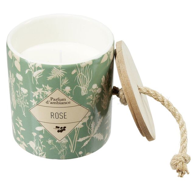 Bougie dans pot céramique design végétal