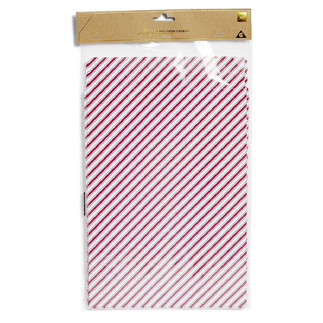 Enveloppe cadeau papier Noël tradition rouge et blanc x6 - 20x8xH28cm