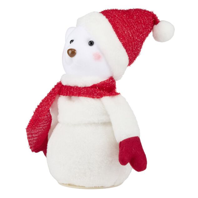 Bonhomme de neige ours d&eacute;coratif anim&eacute; musical H25cm