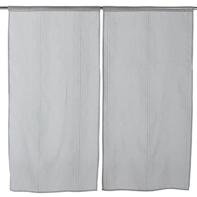 Vitrage droit passe tringle uni gris 60x120 cm x2