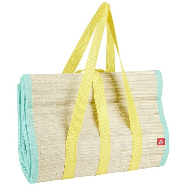 Natte de plage 2 personnes Funky paille naturel et vert 180x180cm