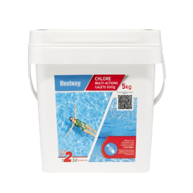 Chlore multiactions piscine 5kg galet 200gr