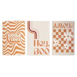 Lot de 3 affiches papier orange et blanc motifs rétro 10x15cm