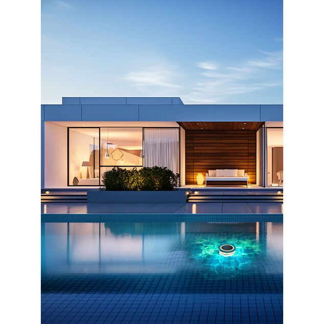 Lumi&egrave;re flottante solaire pour piscine &Oslash;11,5xH2,5cm