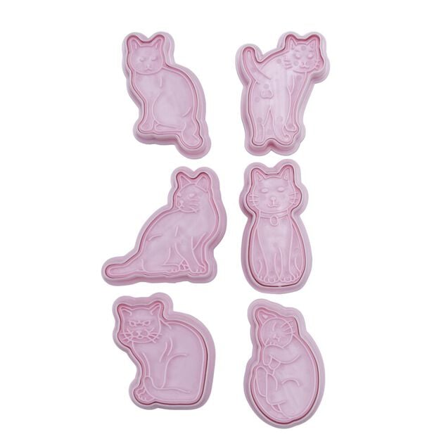 Emporte-pi&egrave;ce x6 forme chat plastique rose