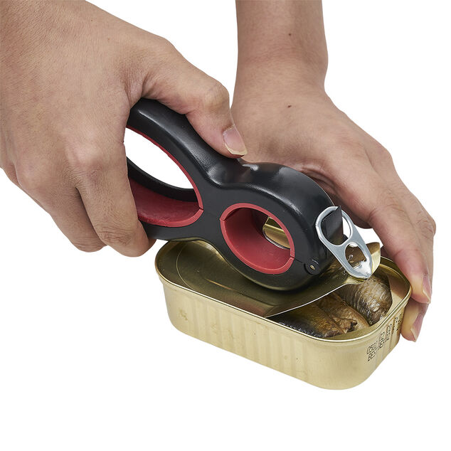 Pince multifonction 6en1 ouvre bouteille et bocal noir et rouge