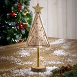 Sapin feutrine et bois &agrave; poser H27cm