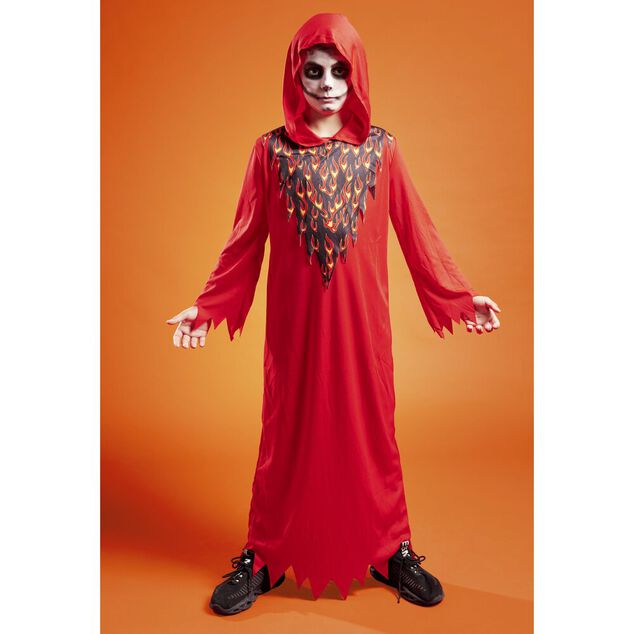 D&eacute;guisement Halloween enfant diable cagoule et tunique rouge 7/10ans
