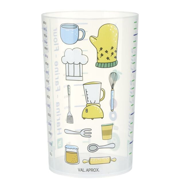 Verre doseur 900ml plastique d&eacute;cor&eacute; &Oslash;10,5xH13,5cm