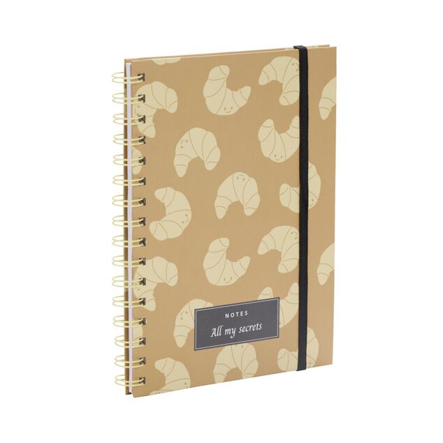 Carnet de note A5 &agrave; spirales avec &eacute;lastique lat&eacute;ral 14,8x21cm (2 mod&egrave;les)