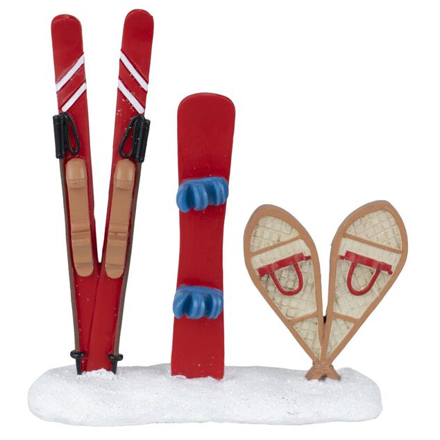 D&eacute;cor village de No&euml;l panneaux course ski 3 pi&egrave;ces