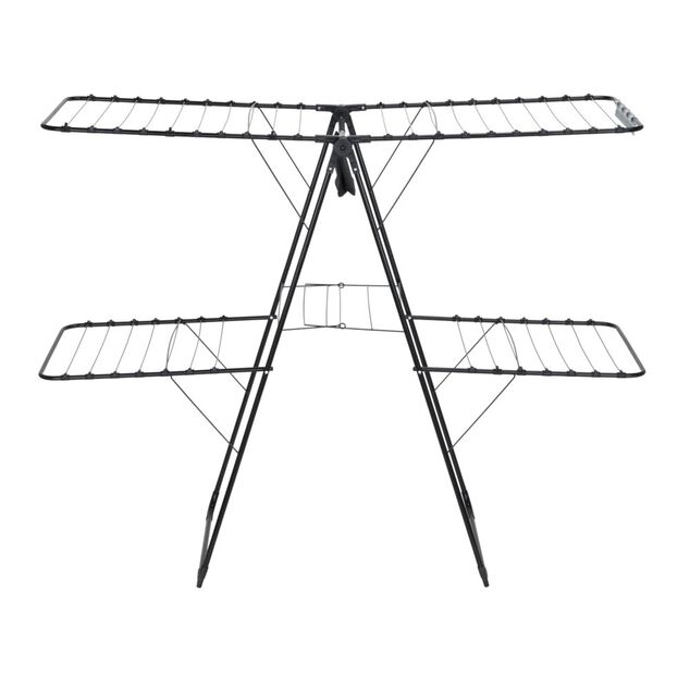 &Eacute;tendoir &agrave; linge 2 niveaux 31m d'&eacute;tendage m&eacute;tal noir 160x60xH127cm