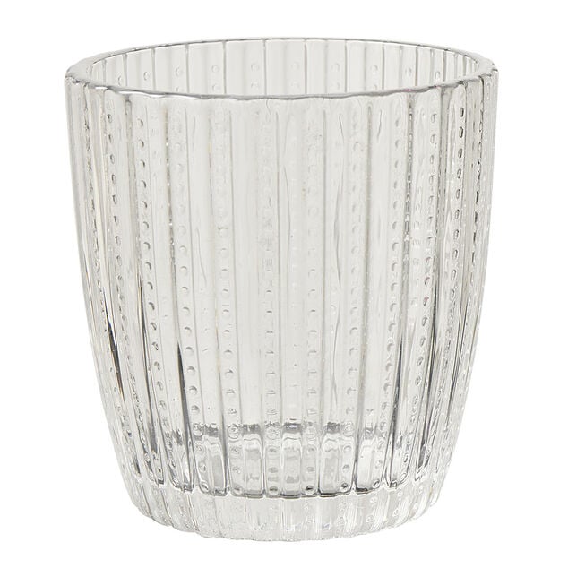 Photophore en verre transparent ondul&eacute;