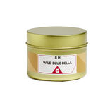 Bougie dans pot m&eacute;tal dor&eacute; - Bleu sauvage