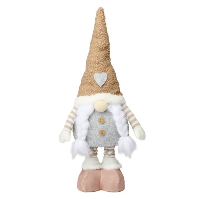Gnome de No&euml;l nature &agrave; poser jambes extensibles H50 &agrave; 68cm (2 mod&egrave;les)