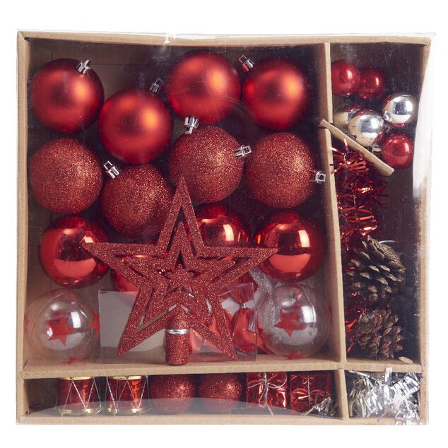Kit d&eacute;coration pour Sapin de No&euml;l Rouge x40