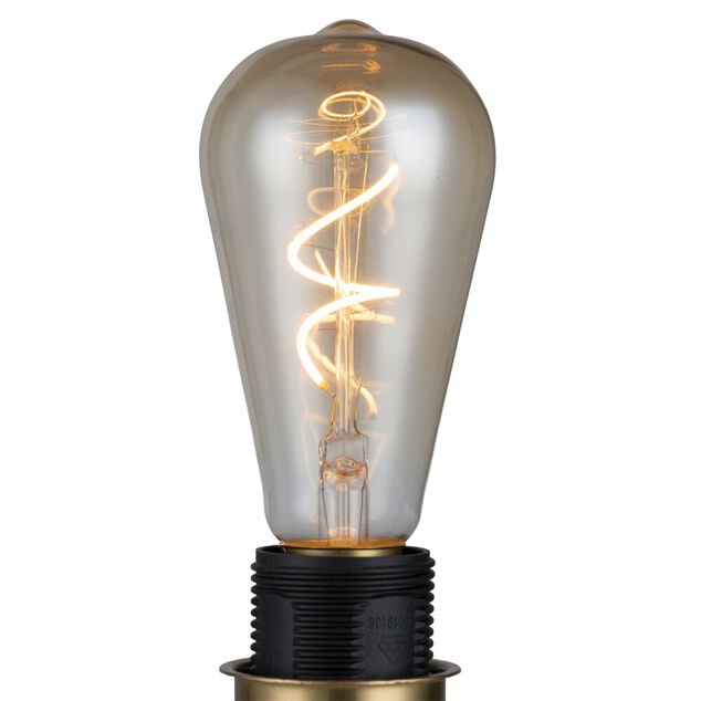 Ampoule LED E27 filament spirale jaune &eacute;clairage blanc chaud &Oslash;6XH14 cm 25 W