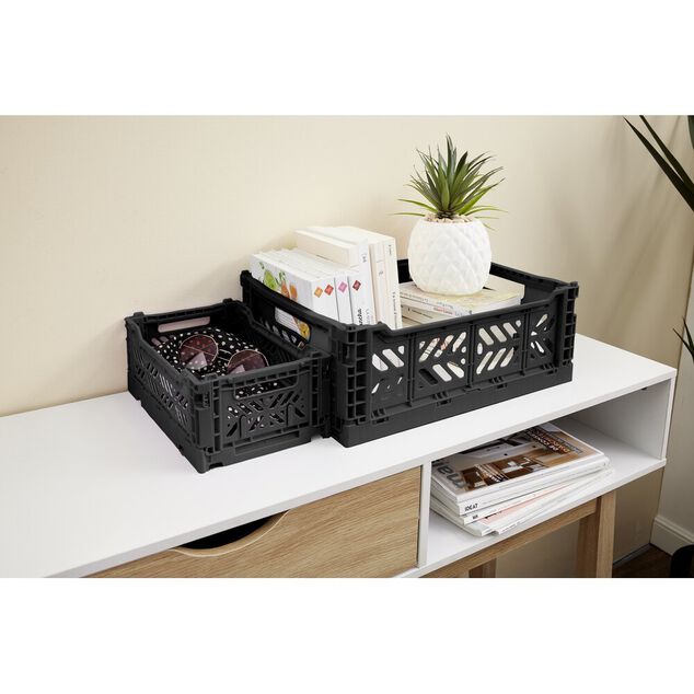 Casier pliable en plastique noir 40x30xH15cm