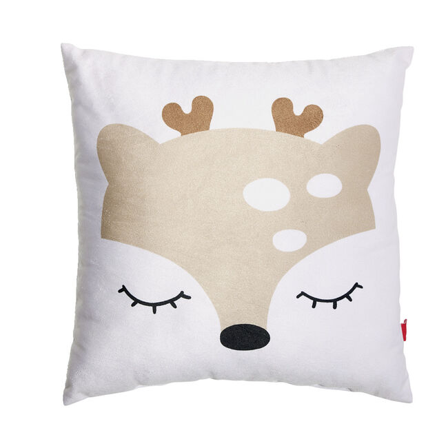 Coussin carr&eacute; motif renard ou biche 30x30cm