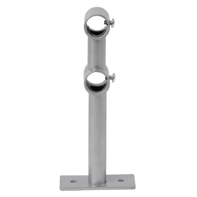 Support double fixe m&eacute;tal gris pour tringle &agrave; rideau &Oslash;1,6xL15,5cm