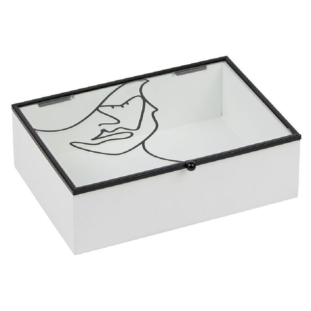 Bo&icirc;te en bois couvercle d&eacute;co feuille 17x12xH5,5cm