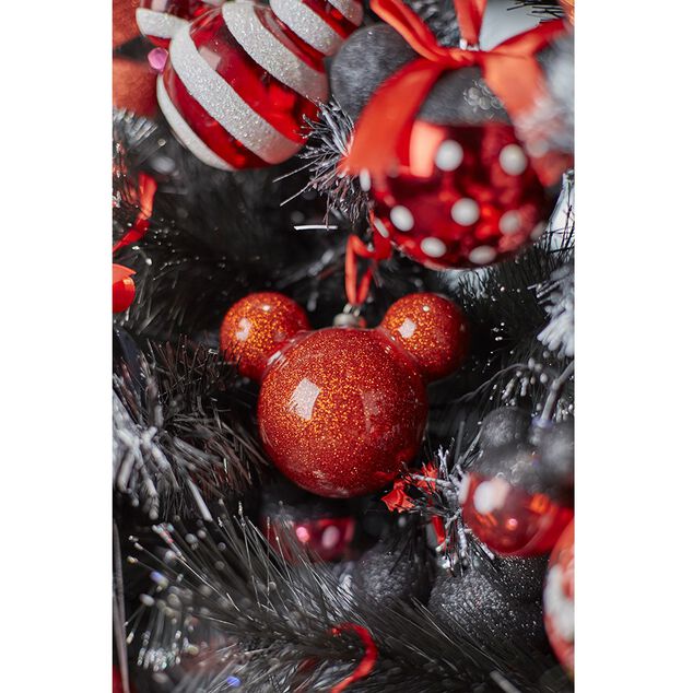 Boule de Noël Disney tête de Mickey rouge pailletée