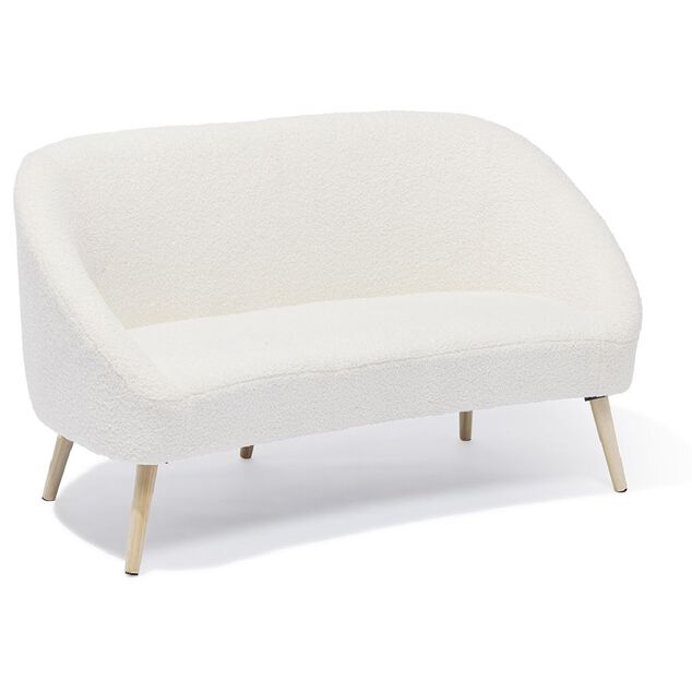 Canapé Joseph curly effet laine bouclée blanc  - L137xP69xH79 d