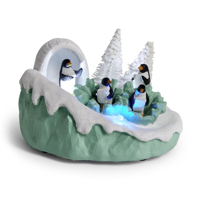 Sc&egrave;ne lumineuse de No&euml;l banquise &agrave; piles H9cm