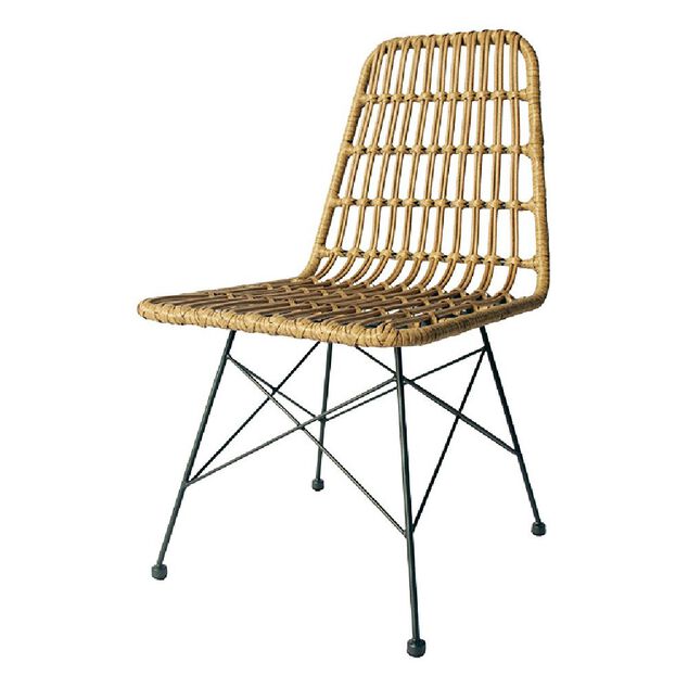 Chaise repas Bali acier et r&eacute;sine inject&eacute; marron 47x59xH85cm