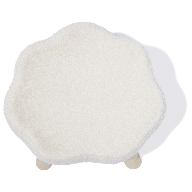 Pouf d&eacute;cor nuage laine boucl&eacute;e Blanc -  36x30xH33cm