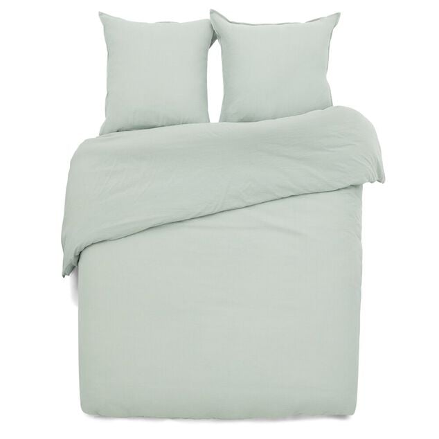 Parure de lit 2 personnes 260x240cm gaze de coton vert céladon