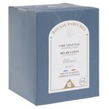 Bougie bleue dans verre senteur monoï Ø7xH8cm