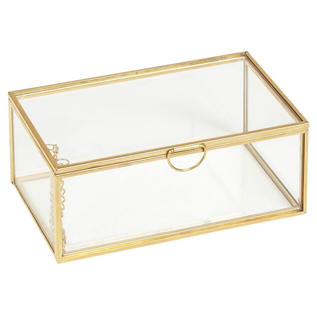 Bo&icirc;te de rangement en verre et laiton