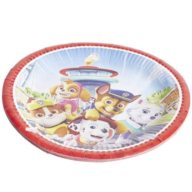 Lot de 8 assietes rondes en carton Pat Patrouille bleues &Oslash;22,5cm