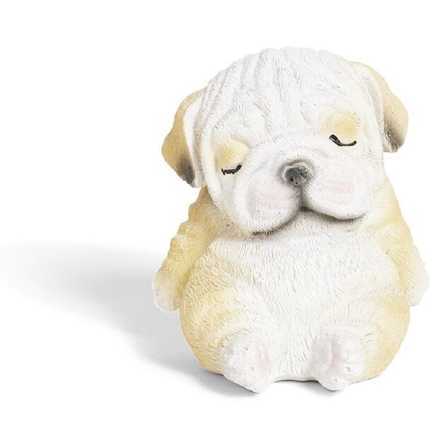 Figurine chiot endormi plastique gris H.6,5cm