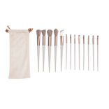 Pinceau à maquillage 14 pièces avec pochette rose