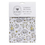 Coupon tissu imprim&eacute; Solune 70x100cm coton jaune