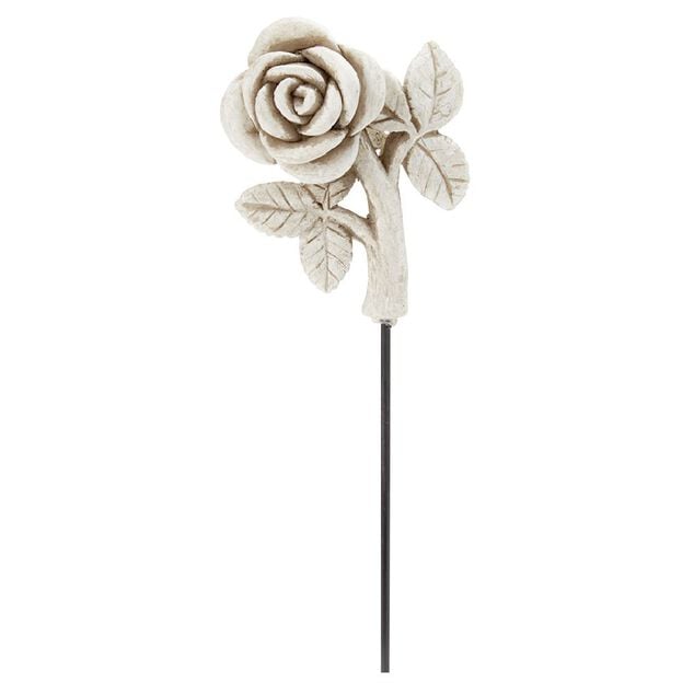 Pic fun&eacute;raire pour pot de fleurs r&eacute;sine blanc