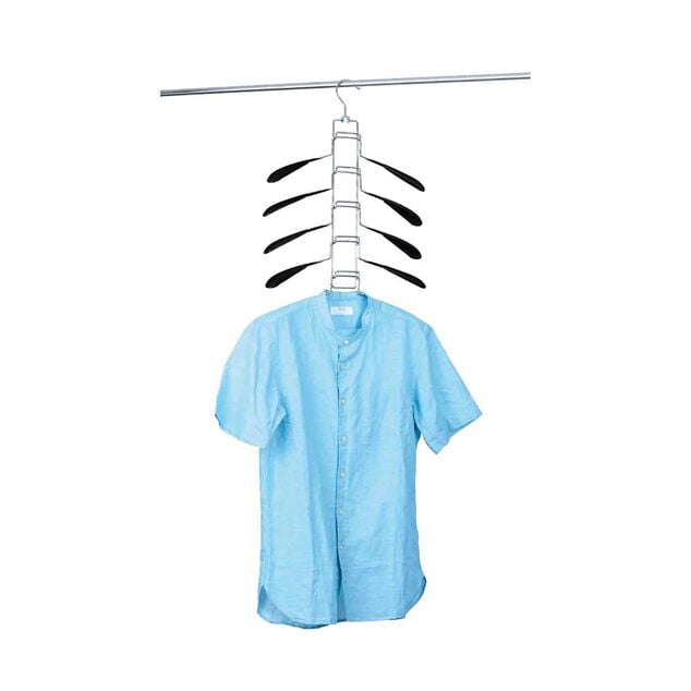 Cintre gain de place chemise 5en1 acier rev&ecirc;tement plastique noir