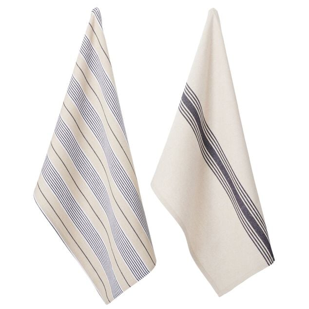 Torchon imprim&eacute; blanc et noir x2 - 100% coton 45x70cm