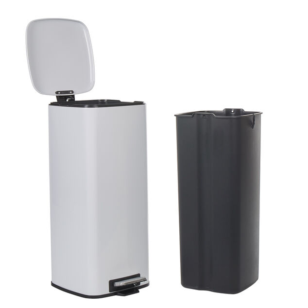 Poubelle p&eacute;dale blanche 30L