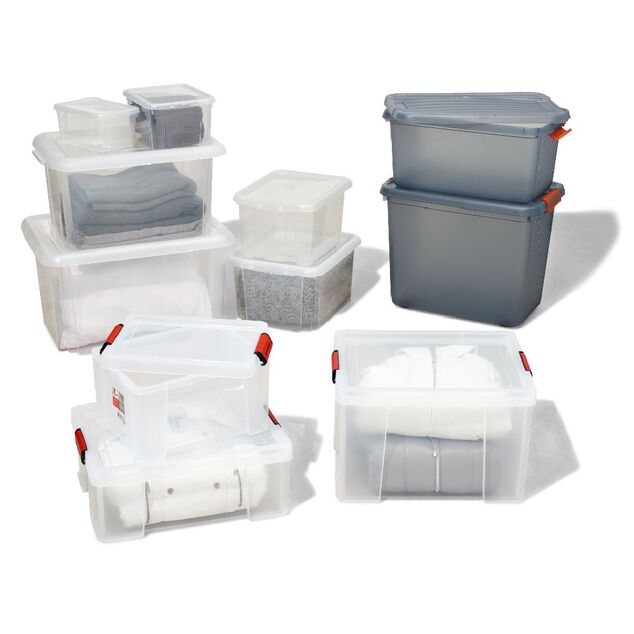 Box de rangement transparente couvercle clips rouge 17 L