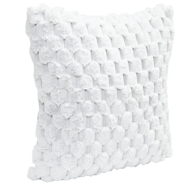 Housse de coussin effet fausse fourrure lapin 45x45cm (3 mod&egrave;les)