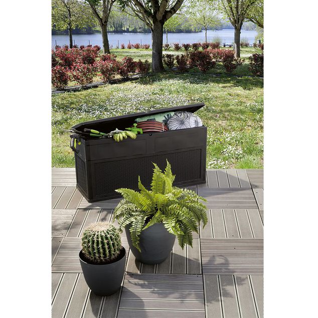 Cache pot rond gris frise ligne horizontale 12L