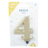 Bougie anniversaire chiffre 4 mat dor&eacute;