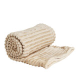Plaid doux &agrave; rayures beige 127x152cm