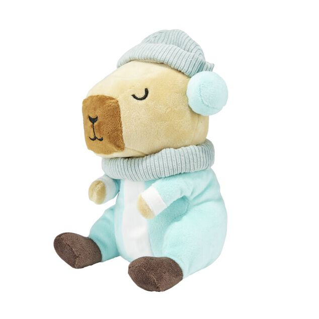 Peluche doudou enfant capybara tenue hiver polyester 11x14xH20cm (2 mod&egrave;les)