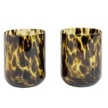 Verre soufflé x2 motif tacheté 500ml (2 modèles)