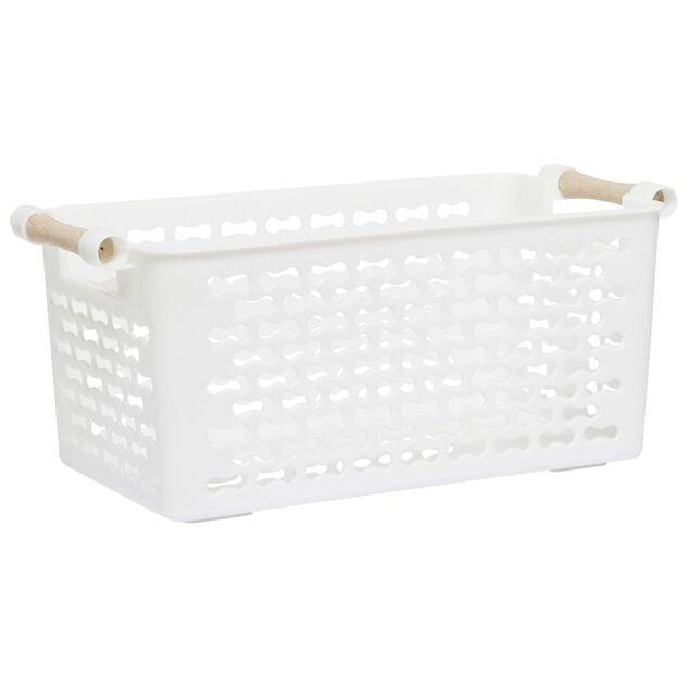 Pani&egrave;re en plastique avec poign&eacute;e bois 4L